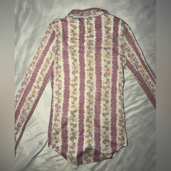 Free People Western Floral Paisley Button Up Shirt 🟣 - Picture 3 of 6